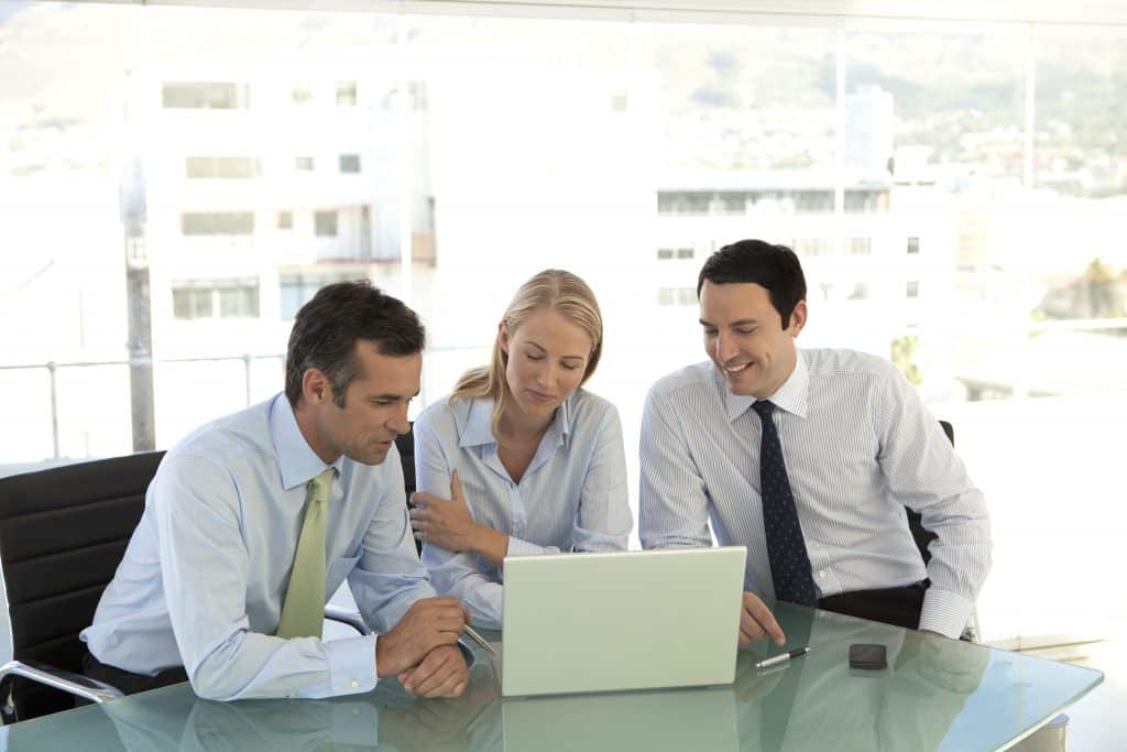 Caucasian business managers meeting