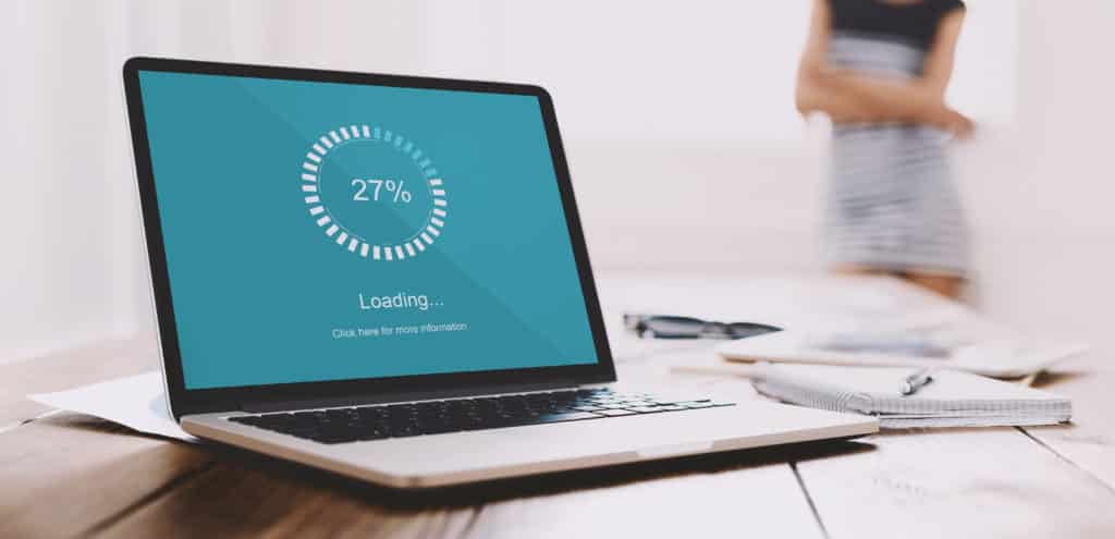 a laptop with a loading screen