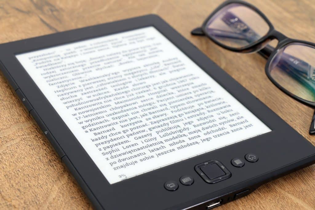 An eBook displayed on a Kindle