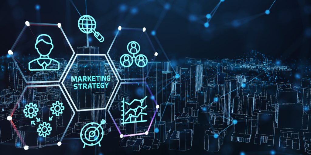A technology-inspired image representing the components of a marketing strategy.